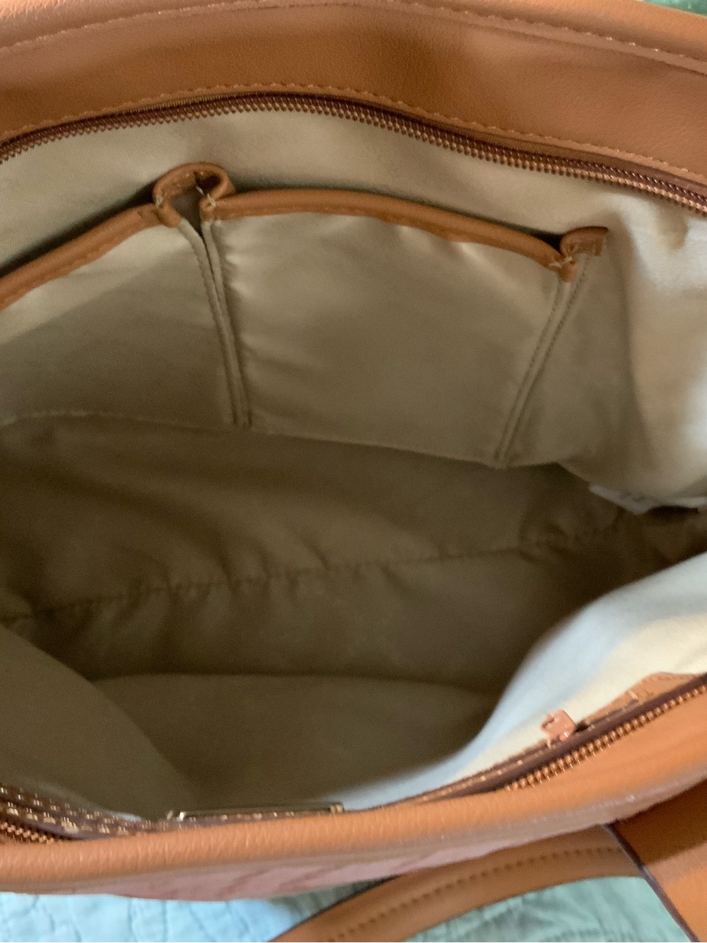 Rosetti Pink Woven Large Handbag with Tan Trim and Straps - Picture 6 of 7